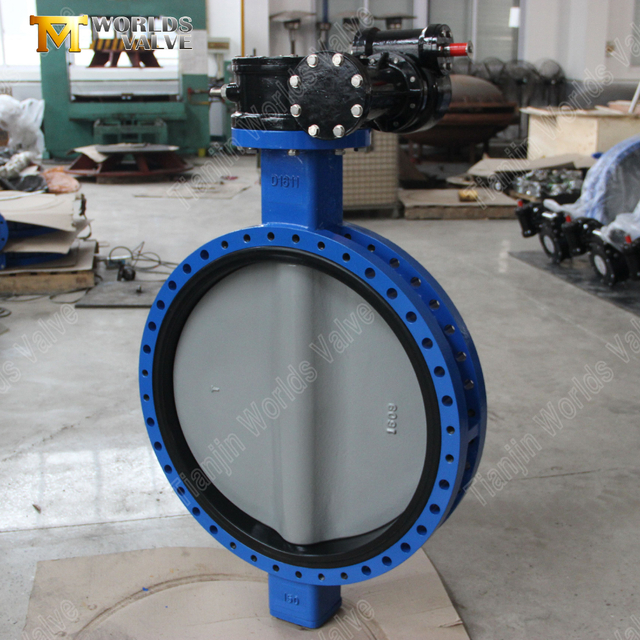 Getriebebetriebene U-Flansch-Absperrklappe mit nylonbeschichteter Scheibe