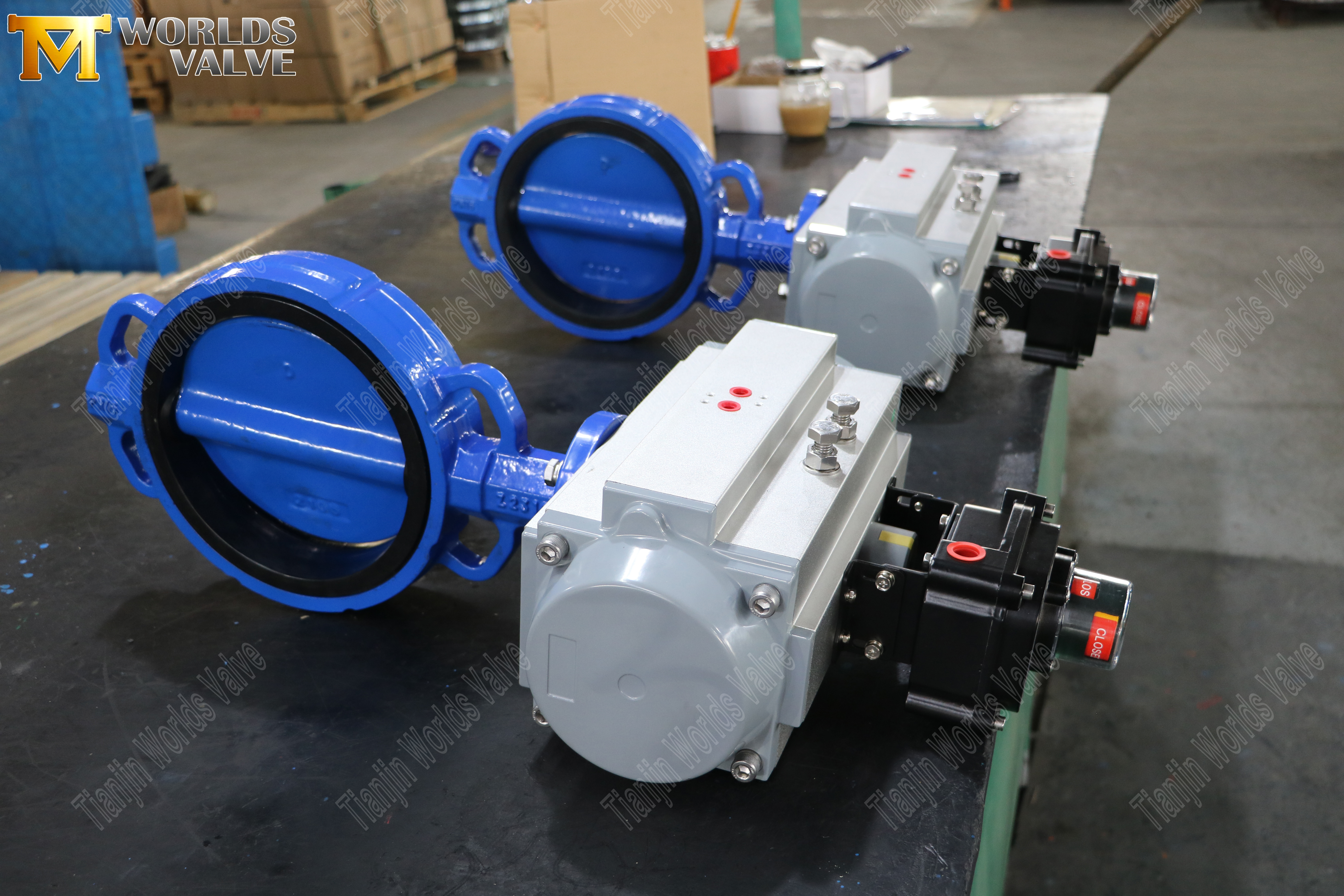 Luft bet&auml;tigte Wafer -Schmetterlingsventil mit Grenzschalter (2)