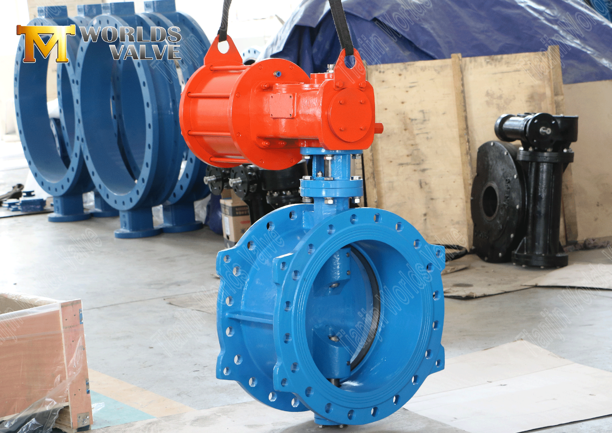 1-Eccentric-Double-Flange-Butterfly-Valve-Face-zu-Face-En558-Serie-14-mit-penumatisch