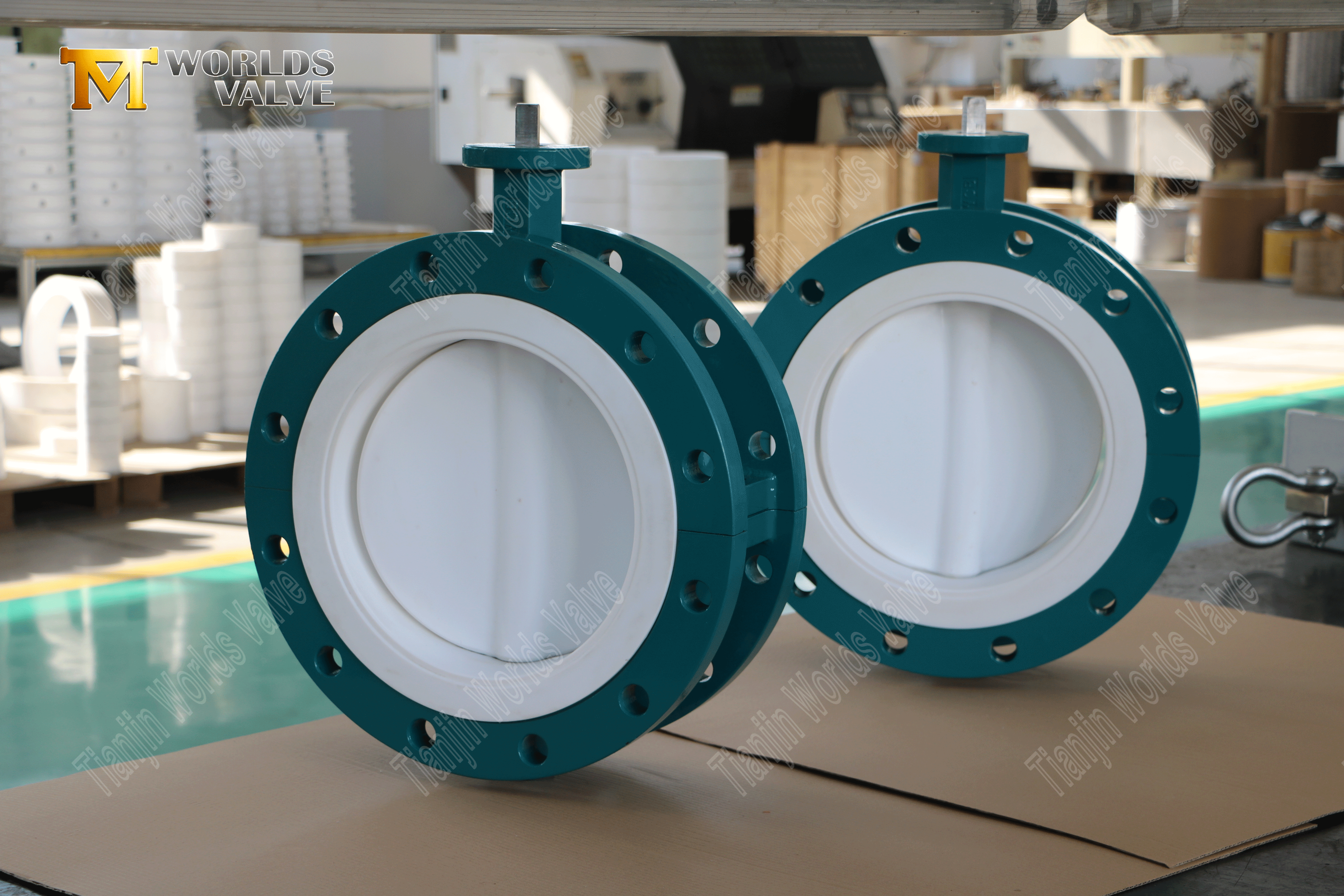 Zweiteilige PTFE-Absperrklappe mit Flansch, WCB-K&ouml;rper und Getriebe bet&auml;tigt – 1 (2).png