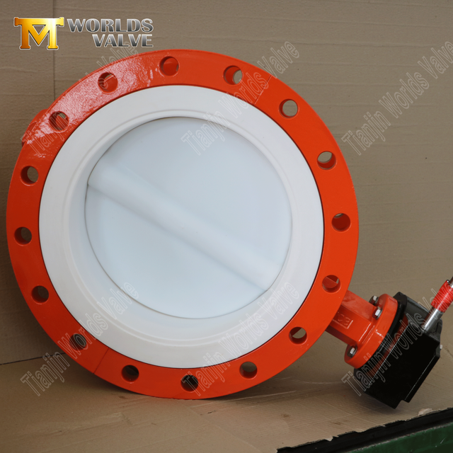 Wurmgetriebe Doppelgeflansches PTFE -LININGENTER -Butterfly -Ventile