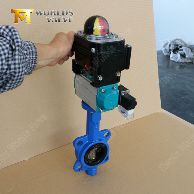 Pneumatische Wafer-Absperrklappe mit C95400-Bronzescheibe und Endschalter | Kompakte Größe | OEM-Lieferant