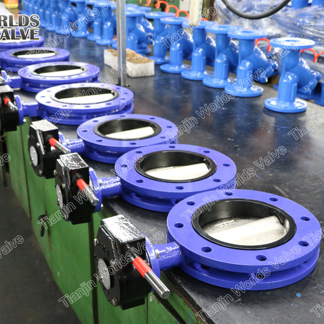 China OEM Ventil Lieferant-U-Abschnitt Doppelflansches Schmetterlingsventil mit EPDM-beschichteter Scheibe
