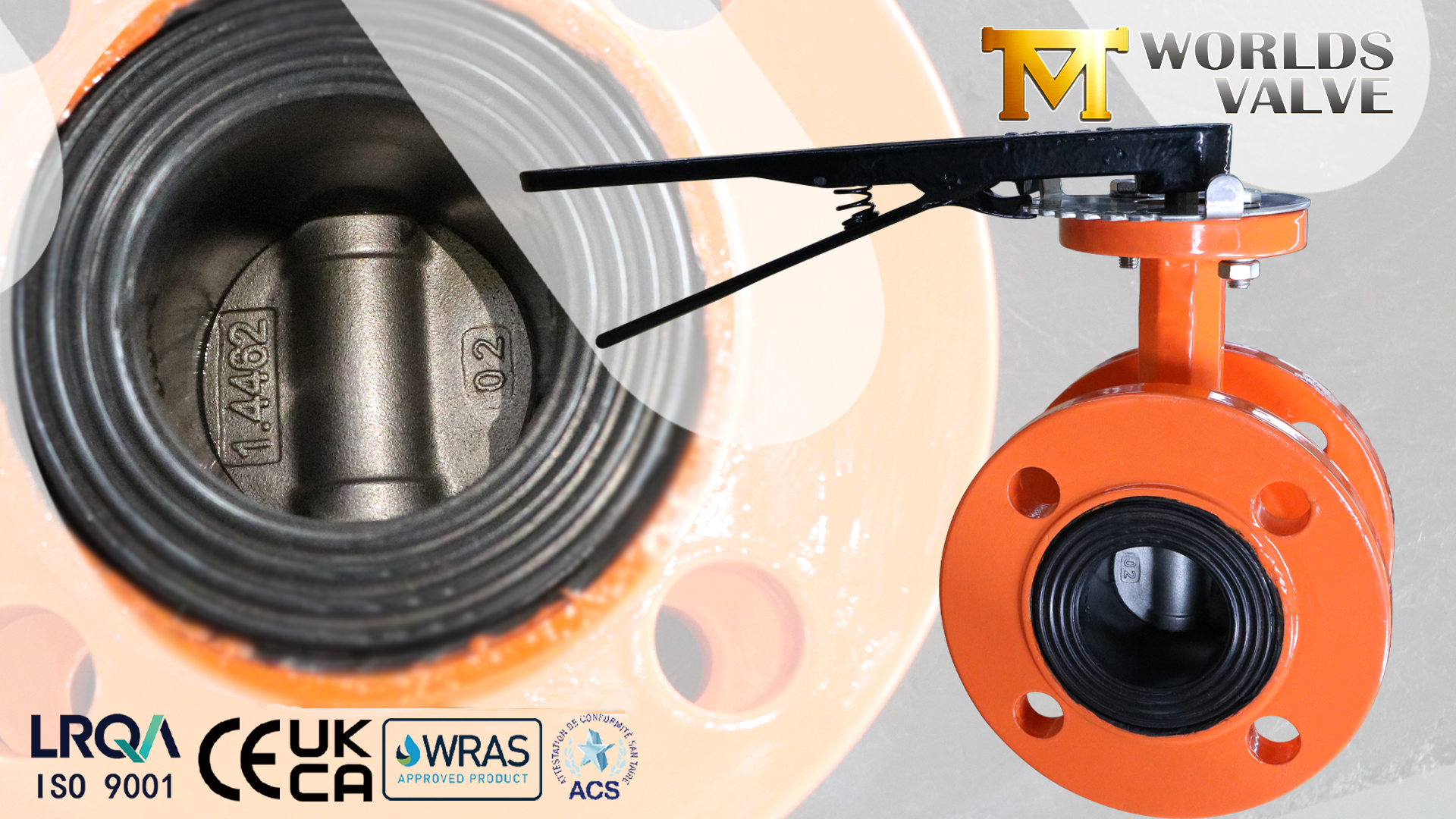 2" Doppelflansch-Absperrklappe mit 1.4462 Super Duplex-Scheibe und vulkanisiertem EPDM-Sitz | Handhebelbetätigt